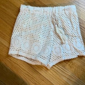 Crochet cream shorts